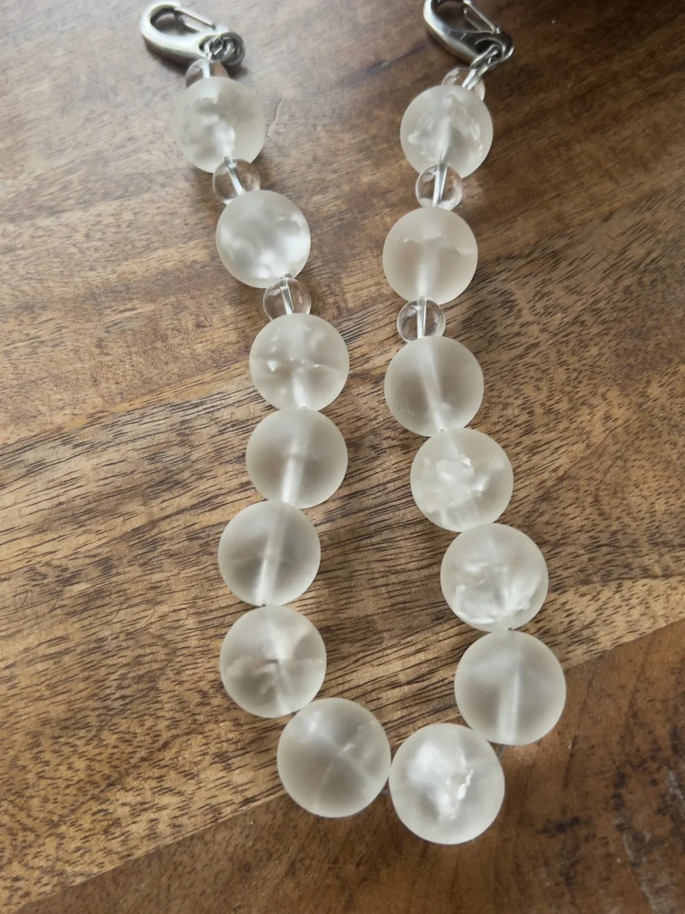 Clear Quartz Frosted White Beaded Phone Bracelet - Elegant Women’s Jewelry